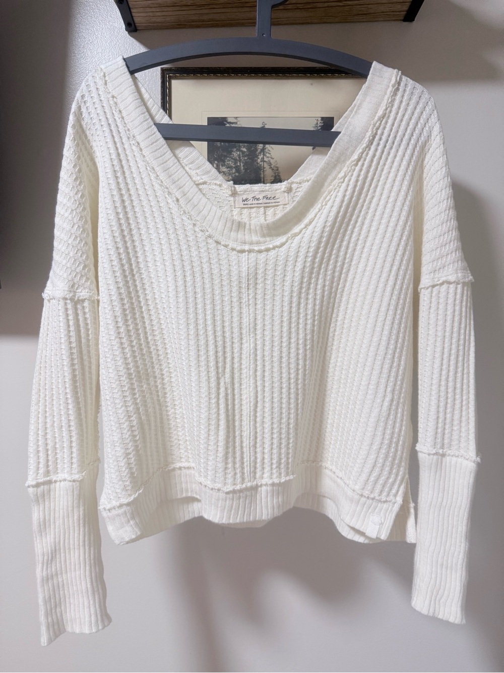 We The Free Cream V-Back Knit Sweater